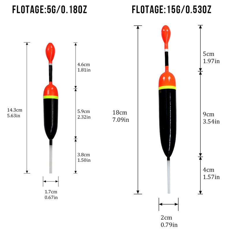 5 komada plutajućih plutača za pecanje 15g 5g plutajućih plutača za pecanje od balsa drva 14.3cm slatkovodni plutajući ribolovni pribor