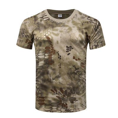 Pánske rýchloschnúce trekingové taktické tričko, maskáčové rybárske tričko, krátke poľovnícke turistické tričká, maskáčové tričká, taktické oblečenie