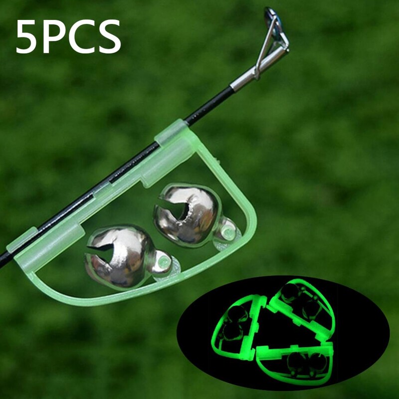 ABS zelené 5 ks/lot rybárske signalizátory na udicu zvonček na udicu svorka na hrot zvončeka krúžok rybárske príslušenstvo vonkajšie náradie
