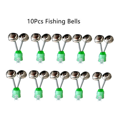 Najnoviji 10PCS Stezaljka za vrh štapa Štap za pecanje Ugriz ribe mamac Alarmno upozorenje Twin Bell Ring Clip Ribolovno zvono Zeleno Crveno Dodatak za ribolov