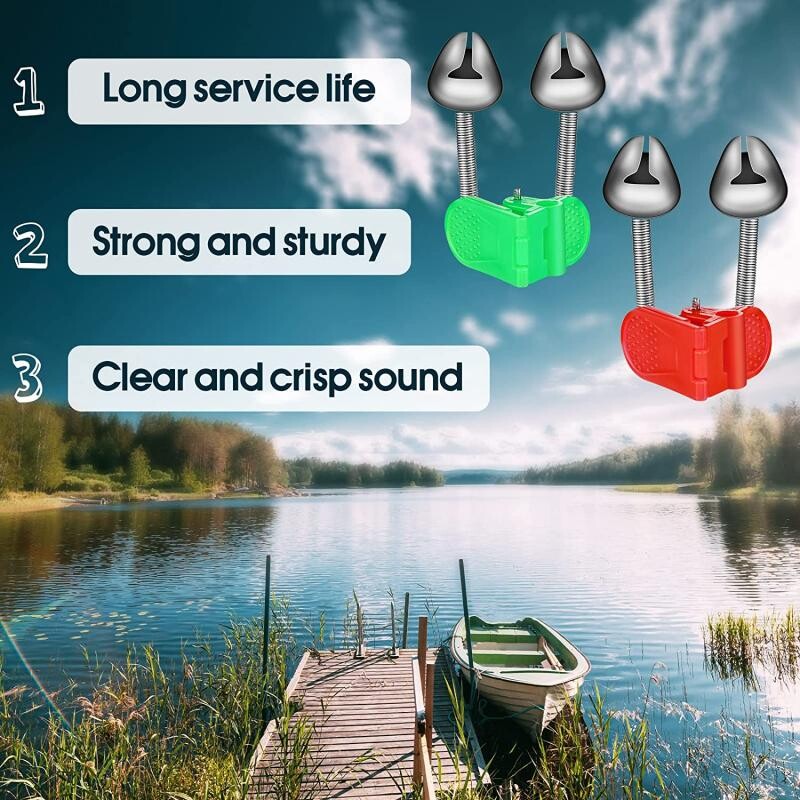 Najnoviji 10PCS Stezaljka za vrh štapa Štap za pecanje Ugriz ribe mamac Alarmno upozorenje Twin Bell Ring Clip Ribolovno zvono Zeleno Crveno Dodatak za ribolov