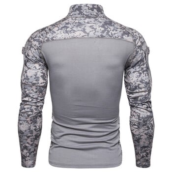 Ανδρικό μπλουζάκι 2024 Outdoor Tactical Tops μακρυμάνικο Ανδρικό μπλουζάκι με φερμουάρ Τσέπη 2Elastic Fitness Camo