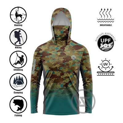 RT Maska Hoodies Krekli, kas piemēroti makšķerēšanai, medībām, kāpšanai, kempingam, pārgājieniem, āra saules aizsardzībai, elpojošs apģērbs #4