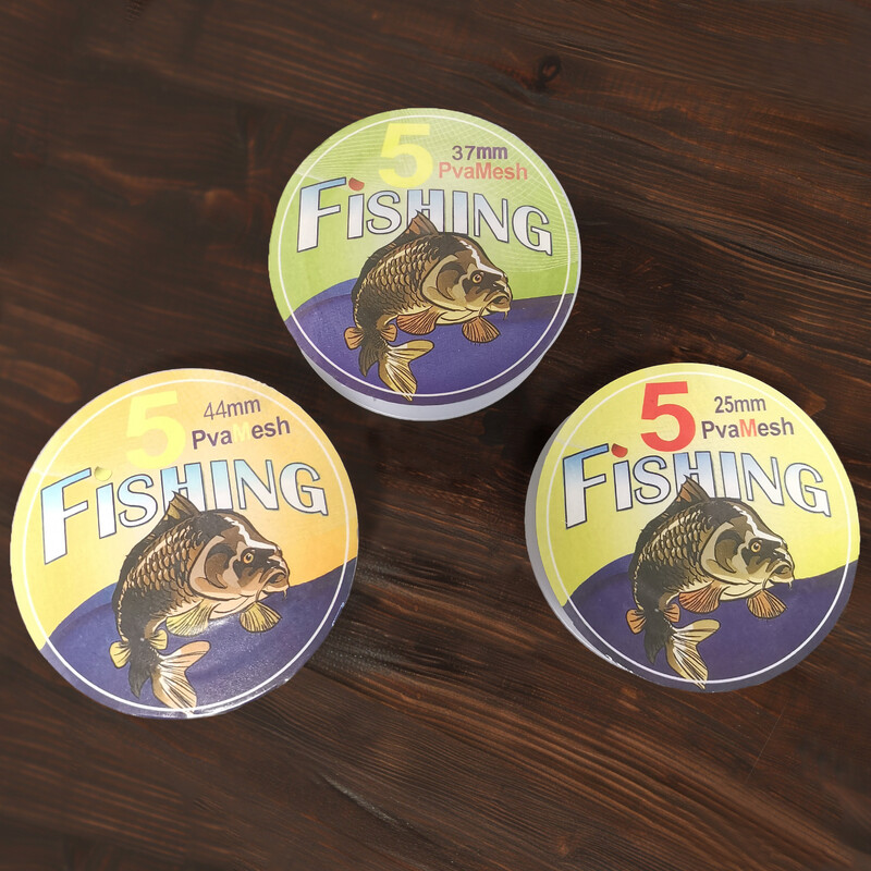 Nové 5M PVA sieťoviny s priemerom 25/37/44 mm, rozpustné vo vode, rybárske sieťoviny, rozpustné vo vode, kaprové nástrahy, hrubé rybárske nástrahy, vrecko na rybárske príslušenstvo