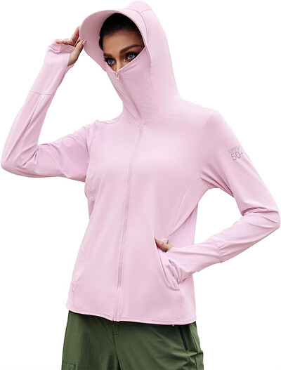 TRVLWEGO Ženska biciklistička jakna SPF 50+ Zaštita od sunca Dugi rukavi Planinarenje Trčanje na otvorenom Majice s kapuljačom s patentnim zatvaračem i džepovima