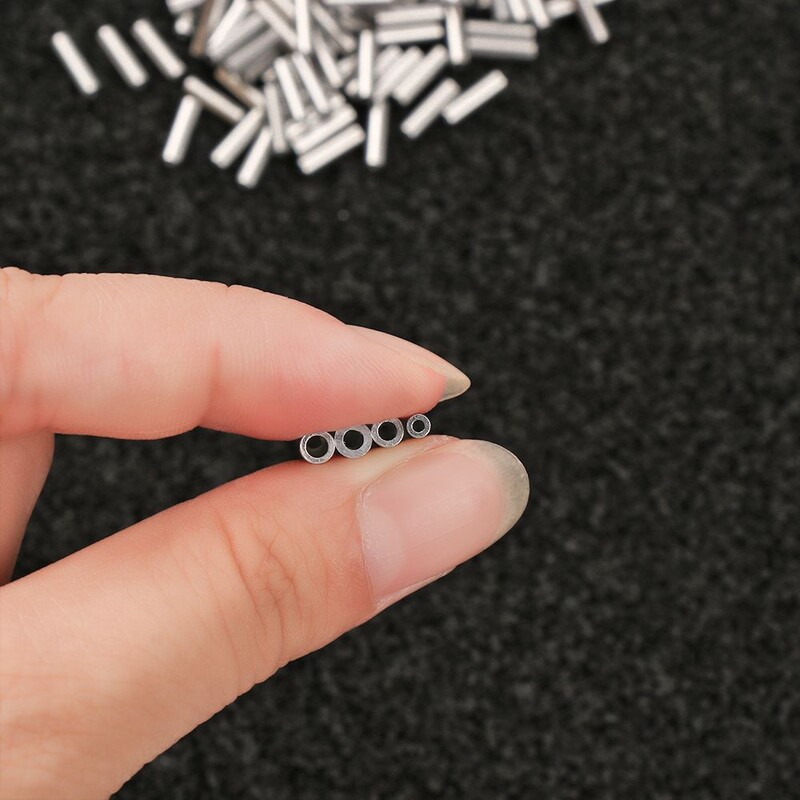 Nešiojama jungtis Aukštos kokybės apvalios aliuminio linijos užspaudimo rankovės Žvejybos vielos vamzdis, viena aliuminio užspaudžiama rankovė