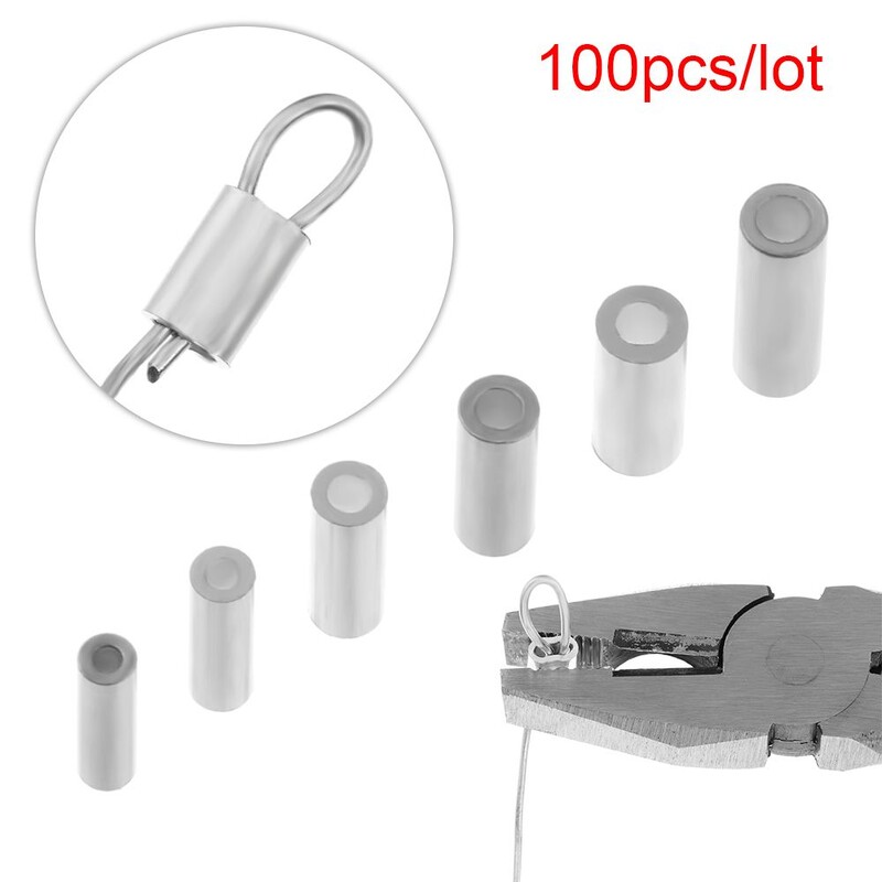 Nešiojama jungtis Aukštos kokybės apvalios aliuminio linijos užspaudimo rankovės Žvejybos vielos vamzdis, viena aliuminio užspaudžiama rankovė