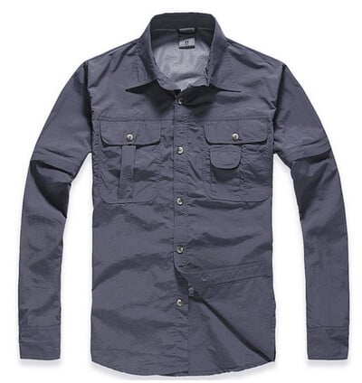 Cămăși de drumeție cu mânecă lungă cu protecție UV pentru bărbați, mâneci detașabile, cămăși de pescuit cu uscare rapidă, respirabile, pentru safari în aer liber