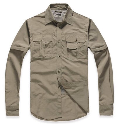 Cămăși de drumeție cu mânecă lungă cu protecție UV pentru bărbați, mâneci detașabile, cămăși de pescuit cu uscare rapidă, respirabile, pentru safari în aer liber