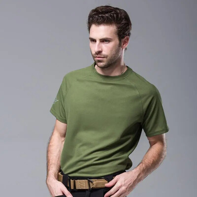 Taktička majica kratkih rukava s okruglim izrezom, muška jednobojna brzosušeća prozračna majica za planinarenje u vojnom stilu
