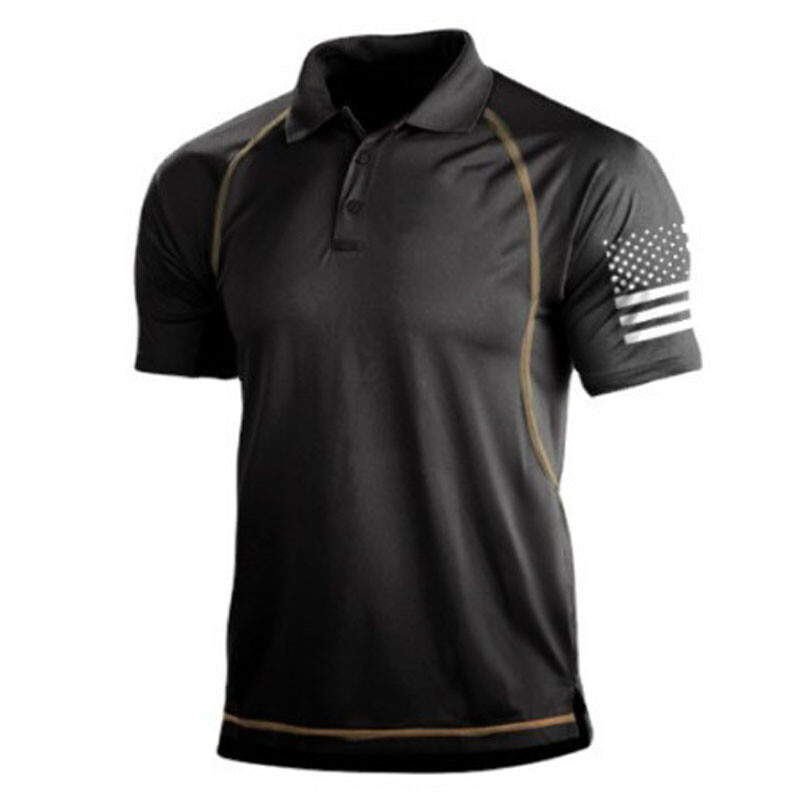 Tricouri de drumeții de vară Bărbați, în aer liber, ocazional, cu rever, tricouri sportive cu mânecă scurtă, tricouri tactice, respirabile, cu mânecă scurtă