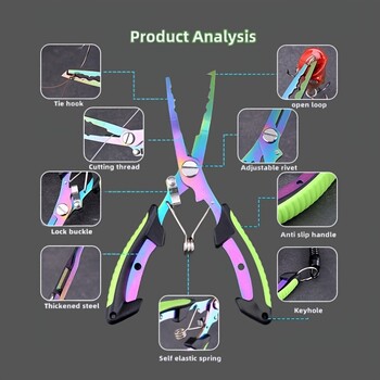 1 τμχ Πολυλειτουργική πένσα ψαρέματος, ανοξείδωτος κόφτης πετονιάς, φορητό ανοιχτήρι σχιστού δακτυλίου, εργαλείο ψαρέματος