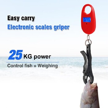 Fishing Grip Fish Clip Μίνι ψηφιακή ηλεκτρονική ζυγαριά με μπαταρία Πλαστική λαβή ψαριού για ταξί Εργαλείο εξωτερικού χώρου