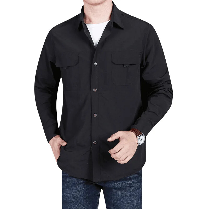 Proljeće ljeto Ležerna muška košulja Jednobojna radna odjeća dugih rukava s dvostrukim džepovima Uspon Jahanje Trčanje Planinarenje Sportska majica