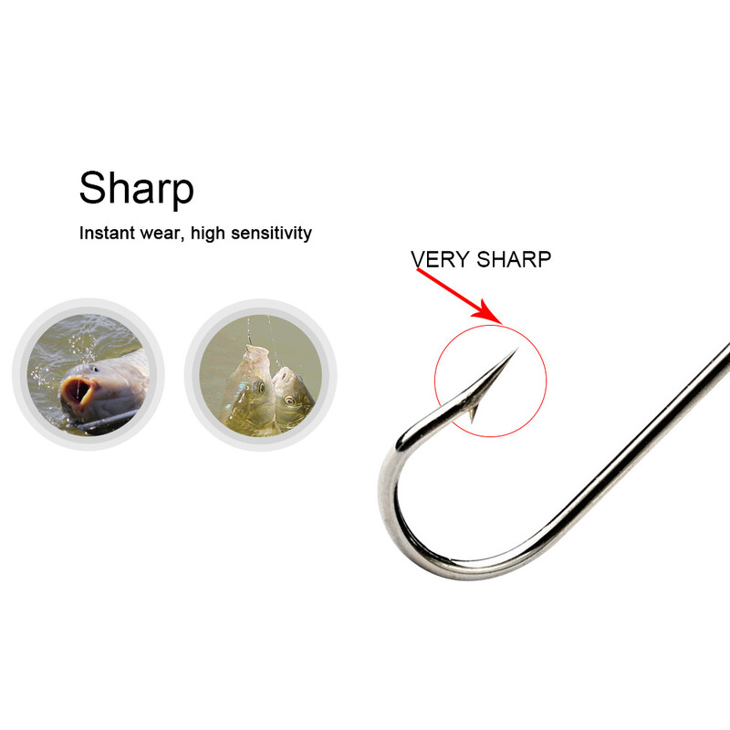 FISH KING 100 de bucăți 1799N cârlige de pescuit din oțel cu conținut ridicat de carbon plat 1 #-10 # accesorii de pescuit cârlig rotund îndoit ghimpat