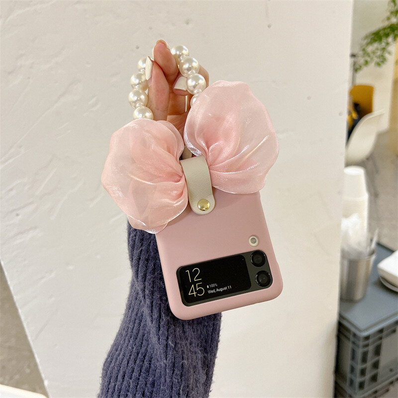 rožinė pakabuko apyrankė tinka Samsung zflip3 galaxyf7110 mobiliojo telefono dėklui sulankstoma ekrano apsauga