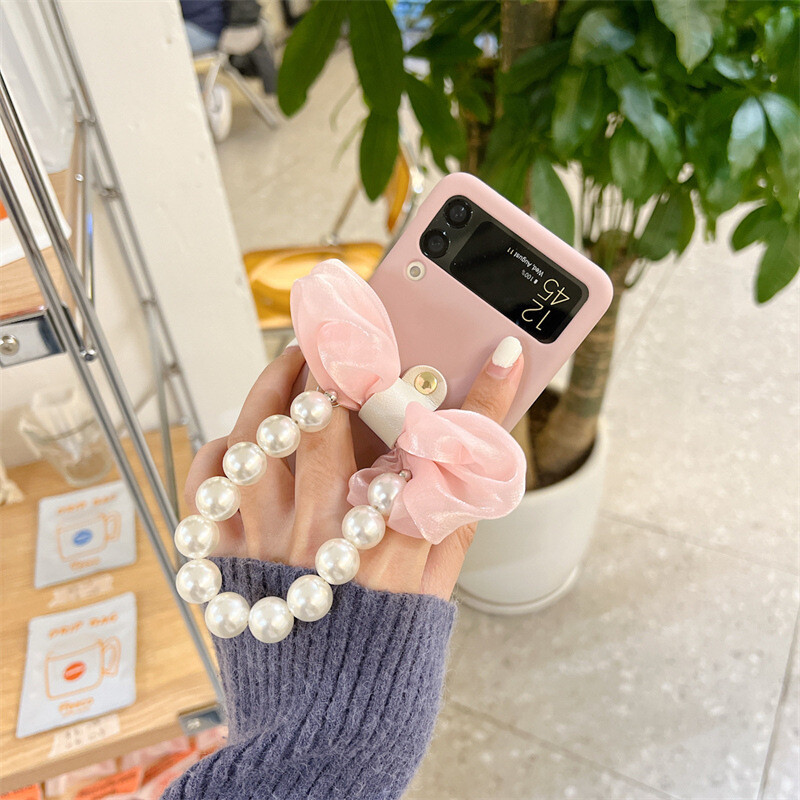 rožinė pakabuko apyrankė tinka Samsung zflip3 galaxyf7110 mobiliojo telefono dėklui sulankstoma ekrano apsauga