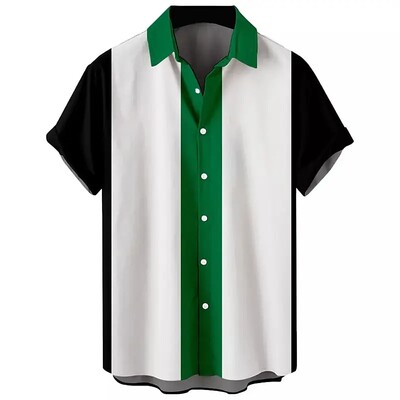 Kampiranje Clover Muška košulja kratkih rukava Ljetna majica Šareni grafički print Slim Fit Sportska odjeća bez gumba Moda 5XL