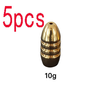 5 τμχ ορειχάλκινο βαρίδι 1,8 g 3,5 g 5 g 7 g 10 g Non-Lead Brass Sinker Bullet Weights For Texas Rig