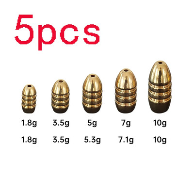5 komada mjedenih utega utega 1,8 g 3,5 g 5 g 7 g 10 g mesinganih utega utega bez olova Utezi za Texas Rig