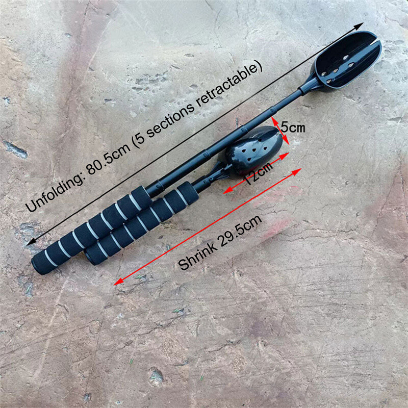 1PC Žlica za bacanje mamaca za pecanje s ručkom Teleskopski mamci za pecanje sa 7 odjeljaka Alati Metalni štap za bacanje Ribolov šarana