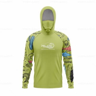 Pelagické vybavenie Pánske rybárske tričko s kapucňou a dlhým rukávom Rybárske oblečenie Rybárske tričko s UV ochranou Rybárske tričko Rybárske oblečenie