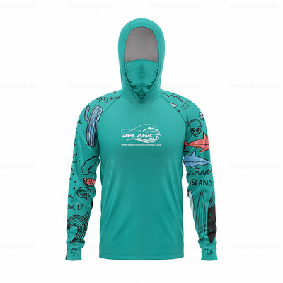 Pelagické vybavenie Pánske rybárske tričko s kapucňou a dlhým rukávom Rybárske oblečenie Rybárske tričko s UV ochranou Rybárske tričko Rybárske oblečenie