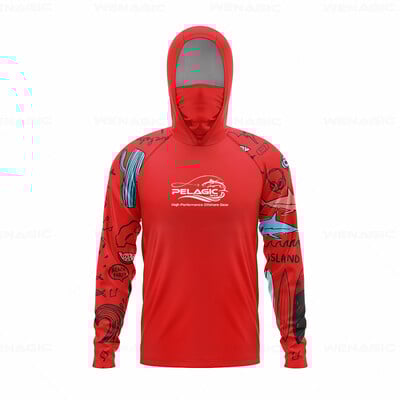 Pelagické vybavenie Pánske rybárske tričko s kapucňou a dlhým rukávom Rybárske oblečenie Rybárske tričko s UV ochranou Rybárske tričko Rybárske oblečenie