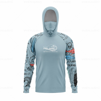 Pelagické vybavenie Pánske rybárske tričko s kapucňou a dlhým rukávom Rybárske oblečenie Rybárske tričko s UV ochranou Rybárske tričko Rybárske oblečenie