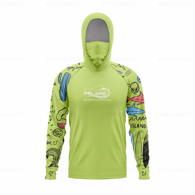 Pelagické vybavenie Pánske rybárske tričko s kapucňou a dlhým rukávom Rybárske oblečenie Rybárske tričko s UV ochranou Rybárske tričko Rybárske oblečenie