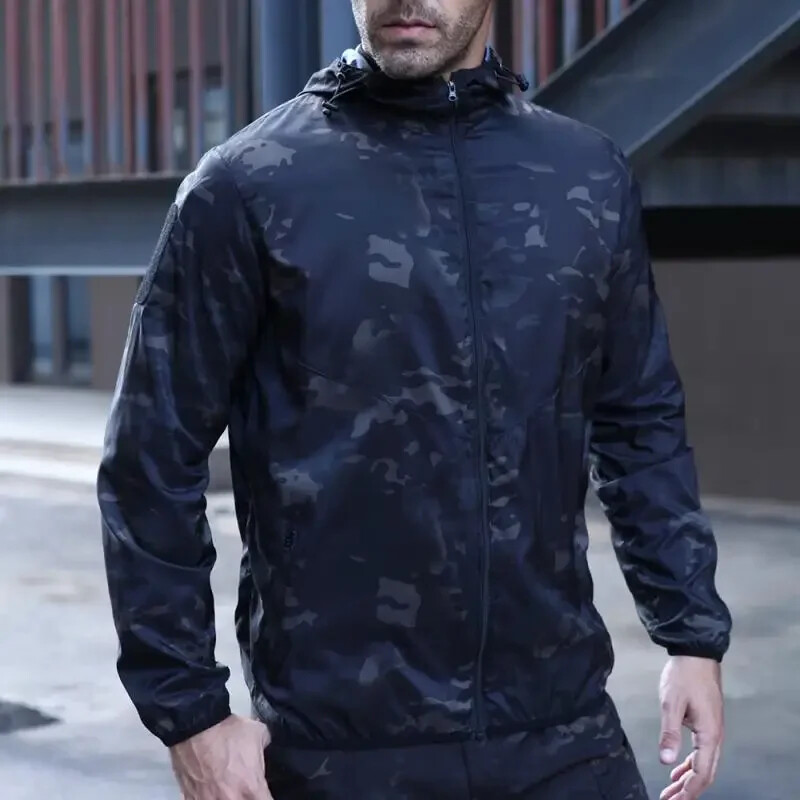 Jachetă de bombardier tactică impermeabilă pentru bărbați, vară, vânătoare, ușoară, pentru bărbați, camuflaj, coajă moale, jachete de vânt Multicam