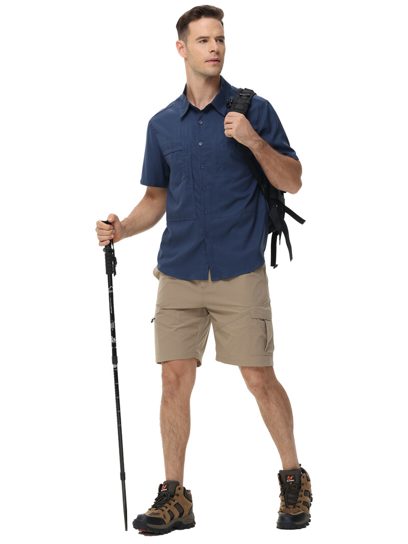 Muške majice za ribolov kratkih rukava UPF 50+ Zaštita od sunca Prozračna radna košulja za planinarenje Ležerna košulja s kopčanjem i džepom