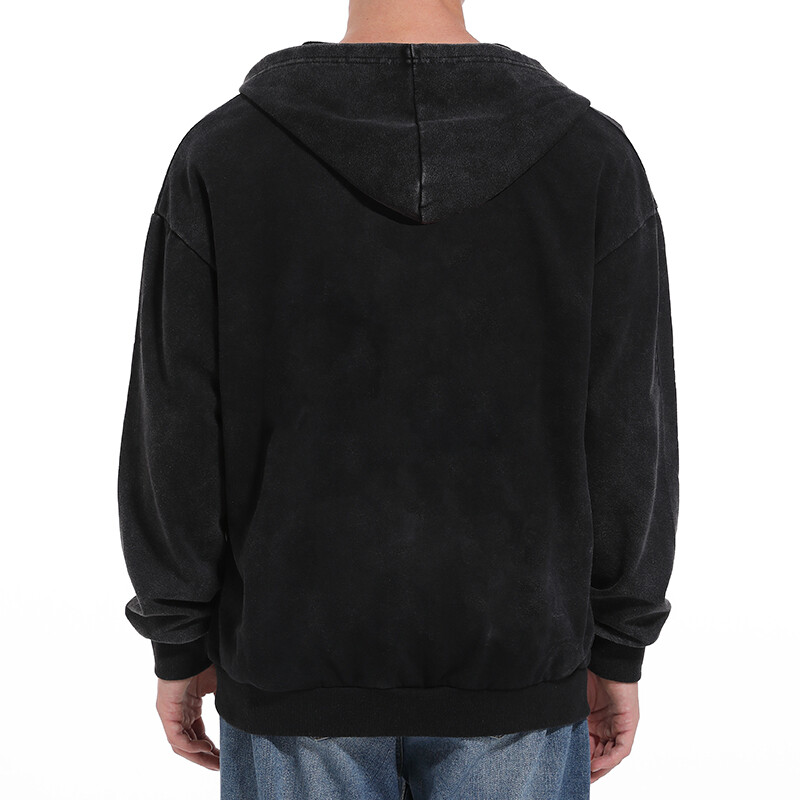 Retro crne majice s kapuljačom na patentni zatvarač za muškarce, žene, trenirke s kapuljačom od kiselog pranja, ležerne, jednobojne kapute, jakne, vanjske kombinacije