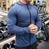 Muška sportska ležerna jakna s kapuljačom Košarkaški fitness trening dugih rukava Visoka elastična uska sportska odjeća za trčanje Brzo sušeći top