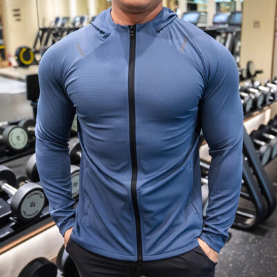 Muška sportska ležerna jakna s kapuljačom Košarkaški fitness trening dugih rukava Visoka elastična uska sportska odjeća za trčanje Brzo sušeći top
