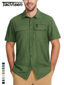 Pánske rybárske košele TACVASEN s krátkym rukávom, ochrana pred slnkom UPF 50+, cargo pracovné košele, sieťované, priedušné, rýchloschnúce, turistické košele