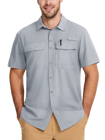 Pánske rybárske košele TACVASEN s krátkym rukávom, ochrana pred slnkom UPF 50+, cargo pracovné košele, sieťované, priedušné, rýchloschnúce, turistické košele