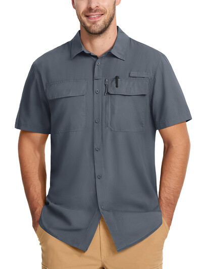 Pánske rybárske košele TACVASEN s krátkym rukávom, ochrana pred slnkom UPF 50+, cargo pracovné košele, sieťované, priedušné, rýchloschnúce, turistické košele