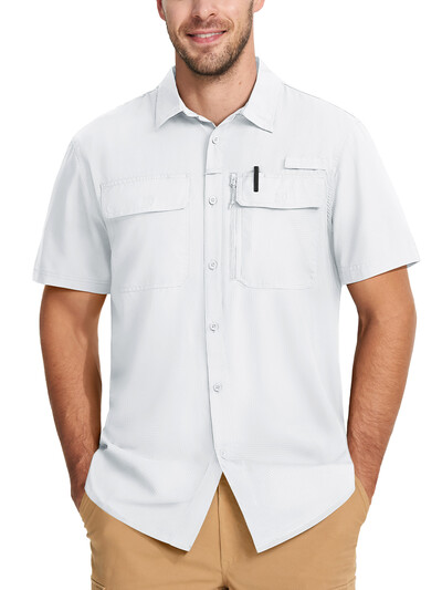 Pánske rybárske košele TACVASEN s krátkym rukávom, ochrana pred slnkom UPF 50+, cargo pracovné košele, sieťované, priedušné, rýchloschnúce, turistické košele