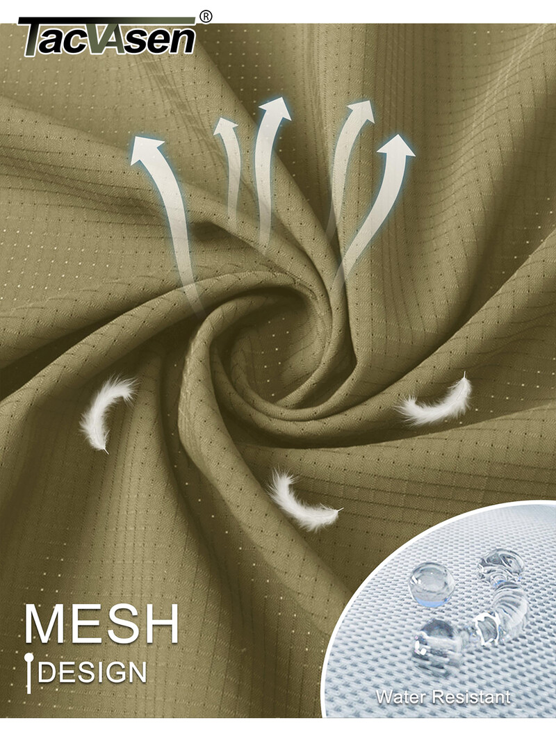 Pánske rybárske košele TACVASEN s krátkym rukávom, ochrana pred slnkom UPF 50+, cargo pracovné košele, sieťované, priedušné, rýchloschnúce, turistické košele