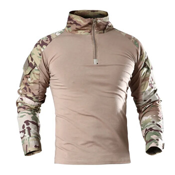 Camo Softair Combat Shirts Външна униформа Тактическа тениска Cargo Airsoft Пейнтбол Памук Мъжко облекло Устойчиво на износване Outdoor