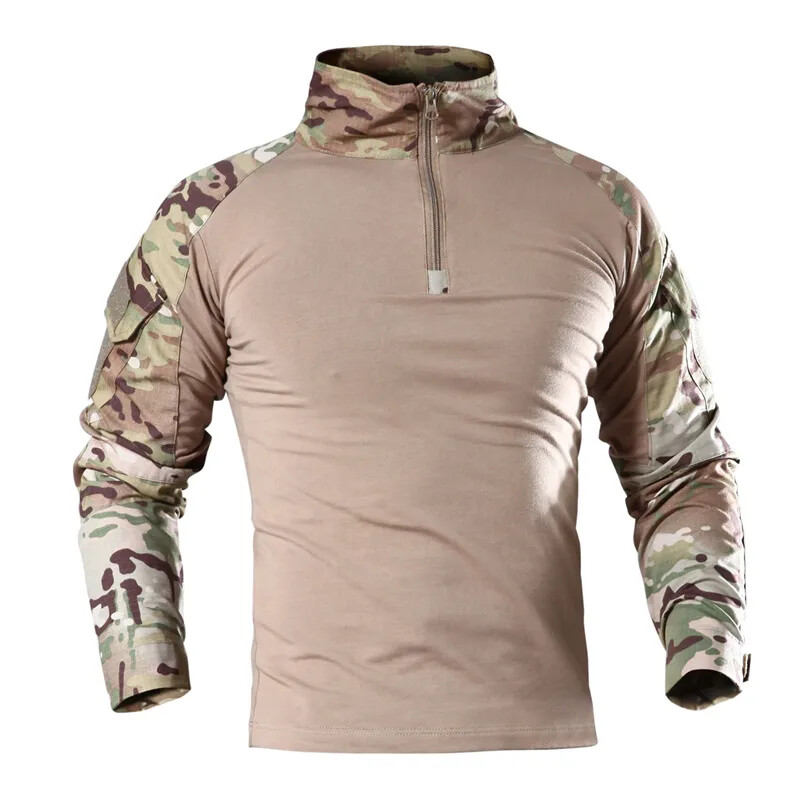 Camo Softair Combat Shirts Outdoor Uniform Taktické tričko Cargo Airsoft Paintball Bavlnené Pánske oblečenie Odolné voči opotrebeniu Outdoor