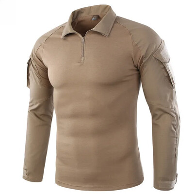 Tricou cu mânecă lungă pentru bărbați, broască militară, camuflaj, în aer liber, uscare rapidă, pantaloni scurți de drumeție Material flexibil Potrivire confortabilă