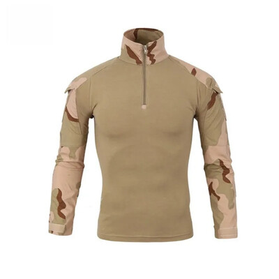Tricou cu mânecă lungă pentru bărbați, broască militară, camuflaj, în aer liber, uscare rapidă, pantaloni scurți de drumeție Material flexibil Potrivire confortabilă