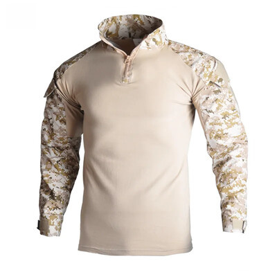 Tricou cu mânecă lungă pentru bărbați, broască militară, camuflaj, în aer liber, uscare rapidă, pantaloni scurți de drumeție Material flexibil Potrivire confortabilă