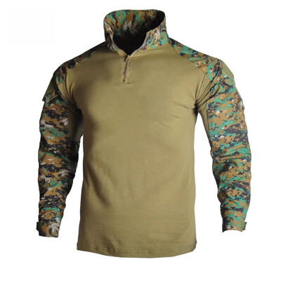 Tricou cu mânecă lungă pentru bărbați, broască militară, camuflaj, în aer liber, uscare rapidă, pantaloni scurți de drumeție Material flexibil Potrivire confortabilă