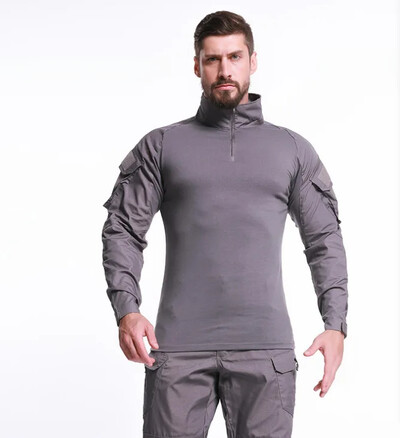 Tricou cu mânecă lungă pentru bărbați, broască militară, camuflaj, în aer liber, uscare rapidă, pantaloni scurți de drumeție Material flexibil Potrivire confortabilă