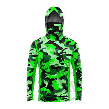 Fluor Camo Mask Hoodies Ризи, подходящи за риболов, лов, катерене, къмпинг, туризъм, слънцезащита на открито, дишащо облекло