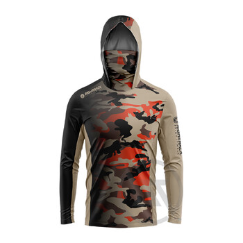 Fluor Camo Mask Hoodies Ризи, подходящи за риболов, лов, катерене, къмпинг, туризъм, слънцезащита на открито, дишащо облекло