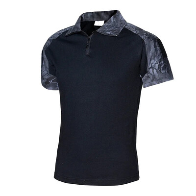 Cămașă militară Camo pentru bărbați, tactică de luptă în aer liber, cu mânecă scurtă, alpinism, camping, pescuit, îmbrăcăminte de vânătoare pentru bărbați